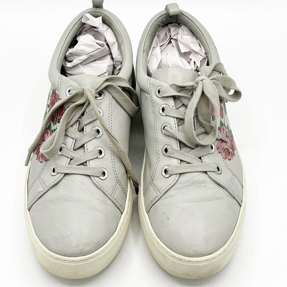 J/Slides Adel Floral Lace-Up Sneakers Leather Platform Shoe - Picture 3 of 12